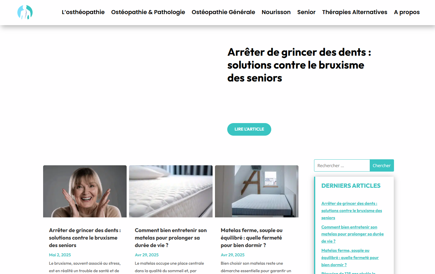 Berger-Ostéopathe.fr écran d'accueil